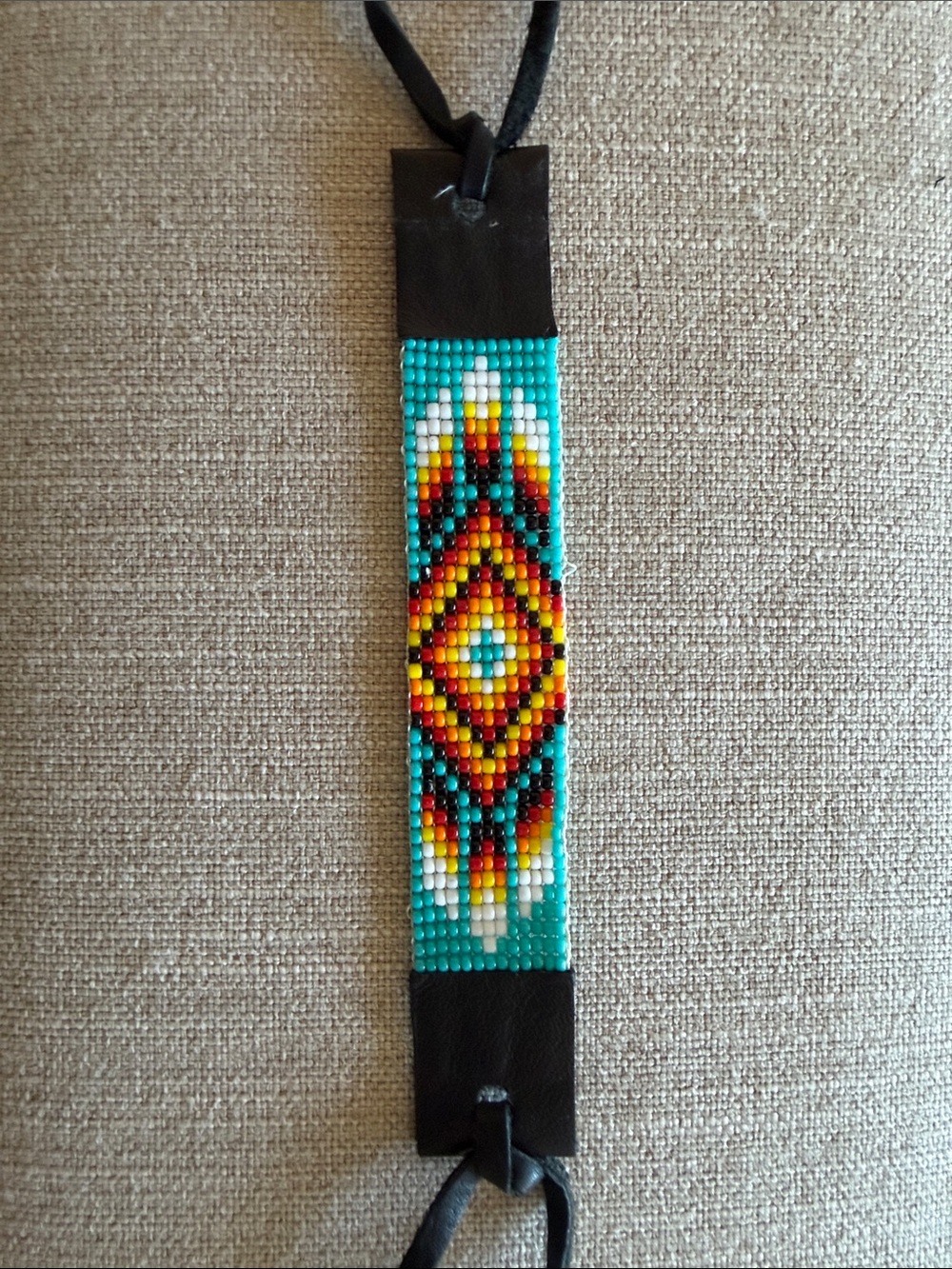 Turquoise Multicolor Beaded Leather Strap Necklace